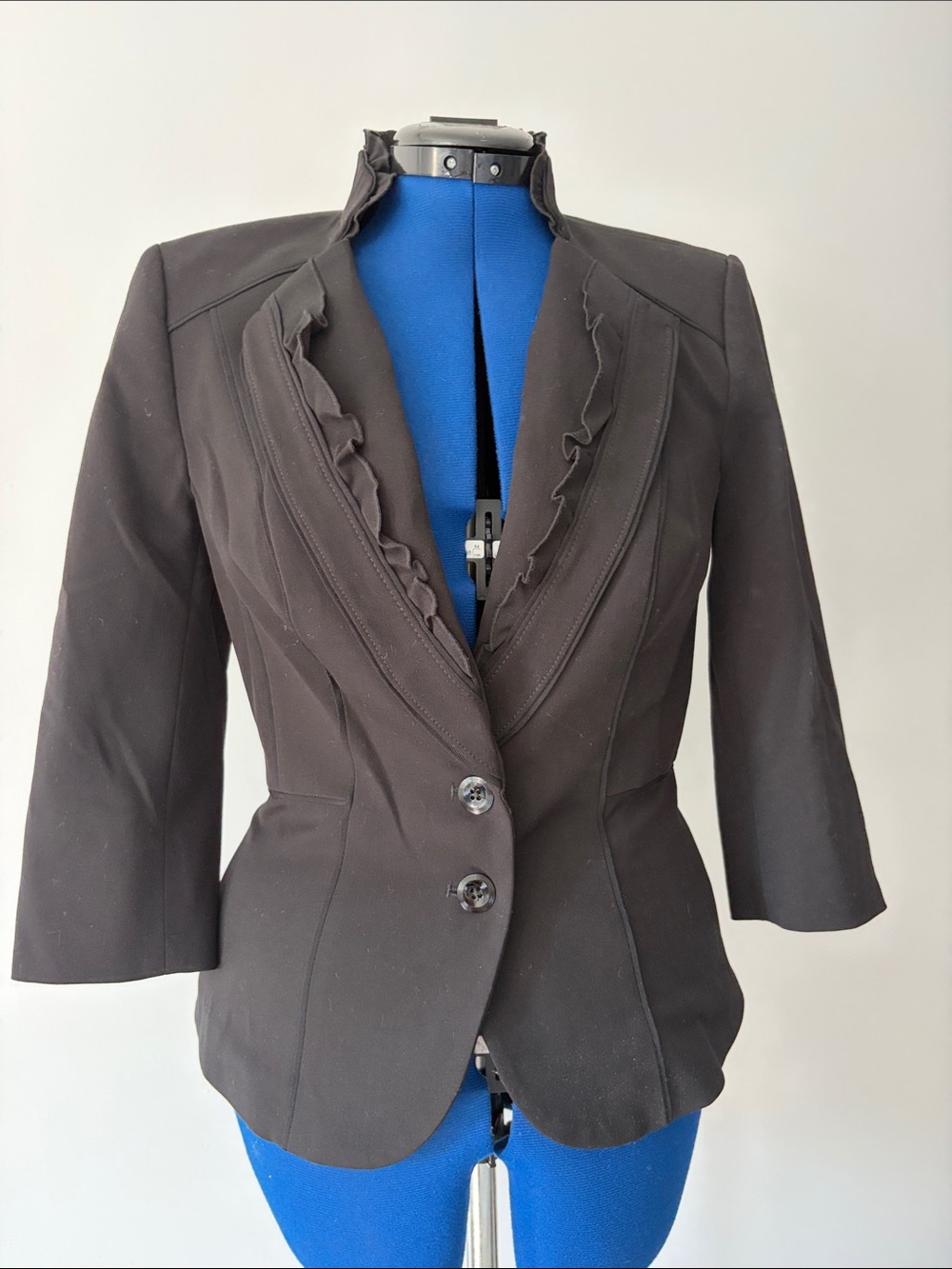 White House Black Market Black Ruffle-Trim Tailored Blazer